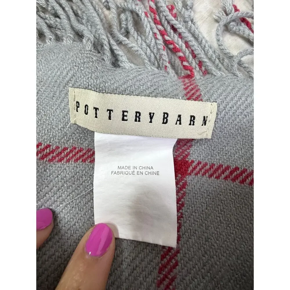 Pottery Barn Gray Plaid Throw Blanket